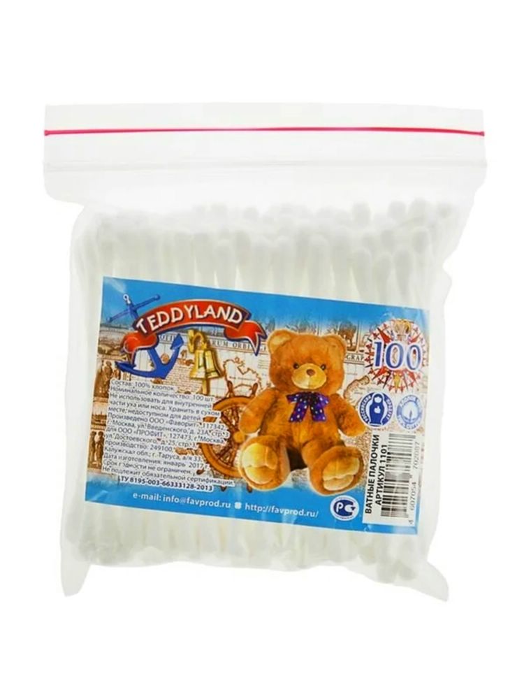 Ватные палочки TeddyLand 100шт